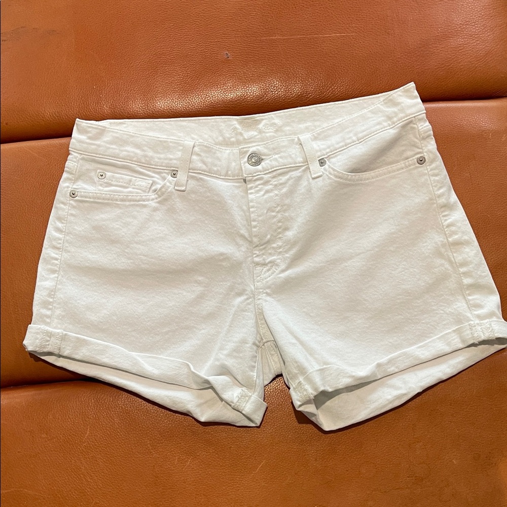 7 For All Mankind White Denim Shorts